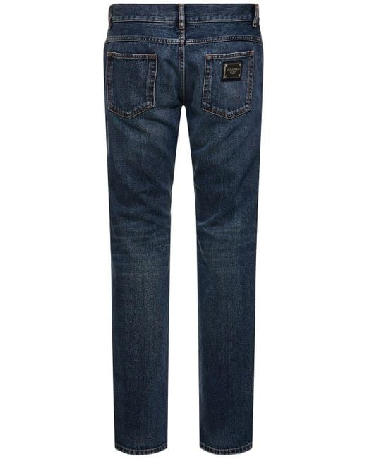 Jeans regular fit in denim washed di Dolce & Gabbana in Blue da Uomo