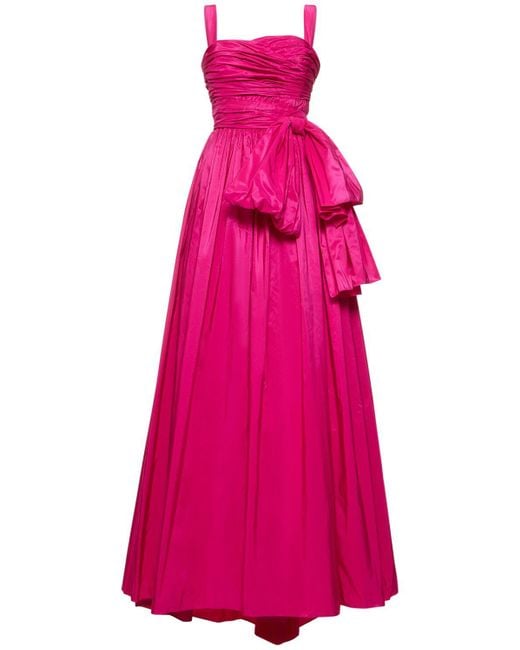 Zuhair Murad Pink Draped Taffeta Square Neck Long Dress