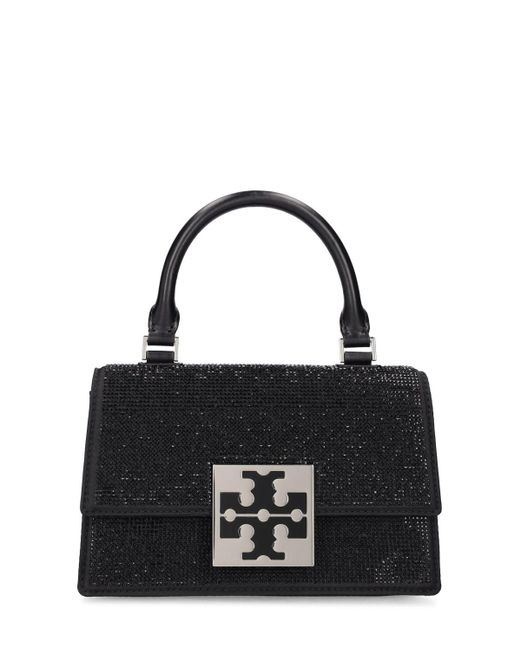 Tory Burch Black Mini Bon Bon Embellished Top Handle Bag