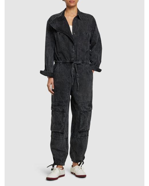 Isabel Marant Black Idany Long Sleeve Cotton Jumpsuit