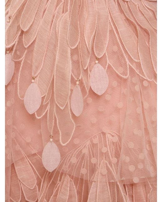 Vestito lvr exclusive in tulle floccato di Zimmermann in Pink