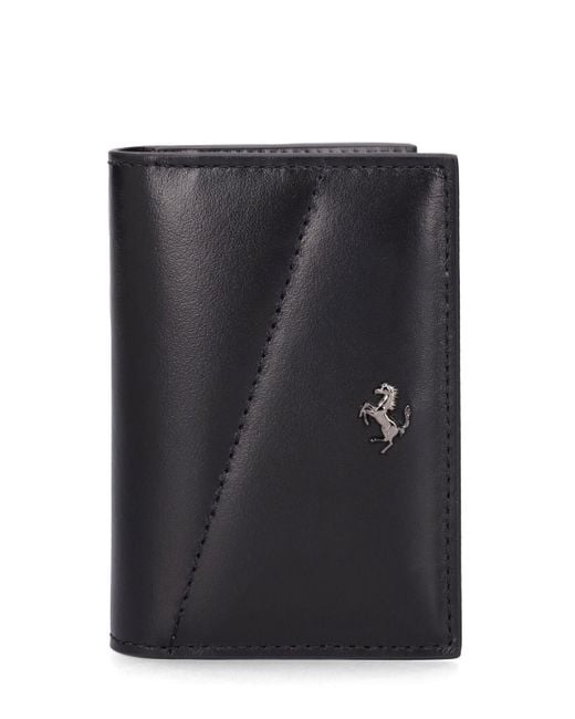 Ferrari Logo Smooth Leather Card Holder in Black für Herren