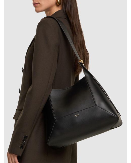 Jimmy Choo Black Medium Diamond Soft Shiny Leather Bag