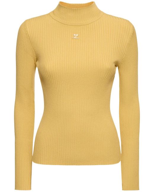 Courreges Yellow Re-edition Knit Viscose Blend Sweater