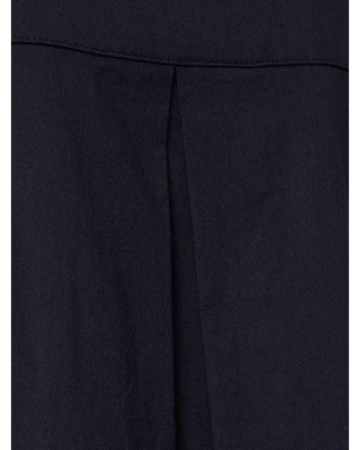 Yohji Yamamoto Blue Sleeveless Cotton Twill Midi Dress