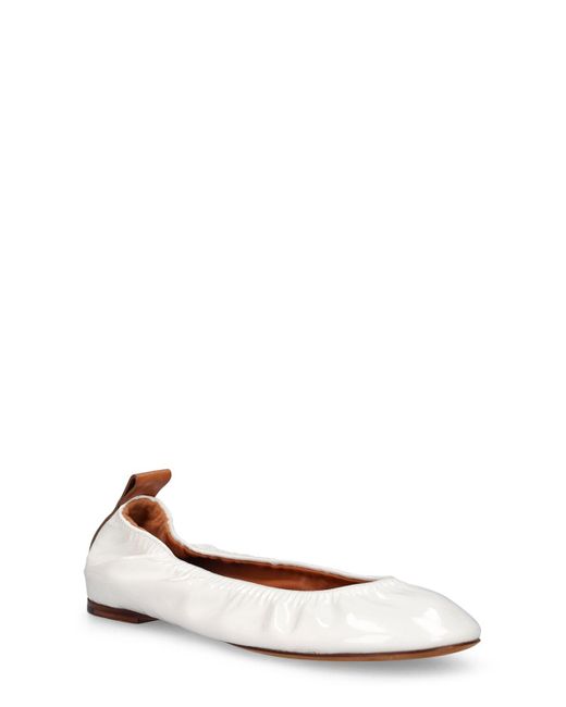 Lanvin White 5Mm Patent Leather Ballerinas