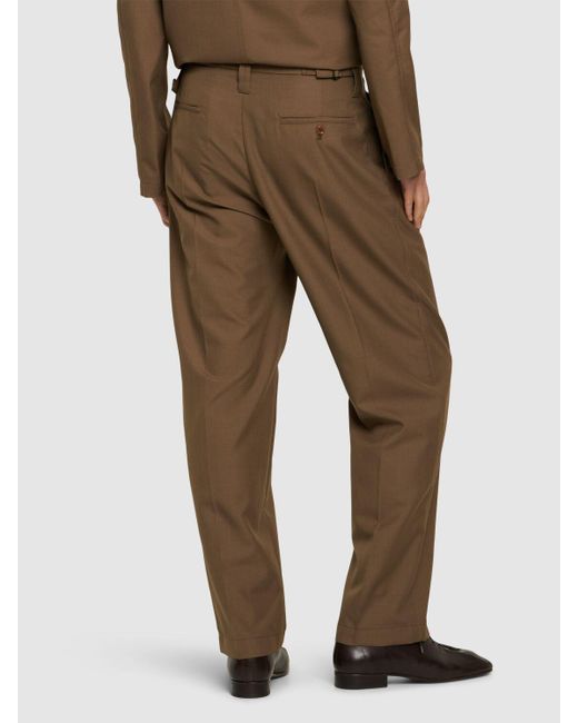 Lemaire Brown One Pleat Cotton Pants for men