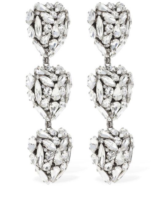 Alessandra Rich White Ohrringe "crystal Heart"