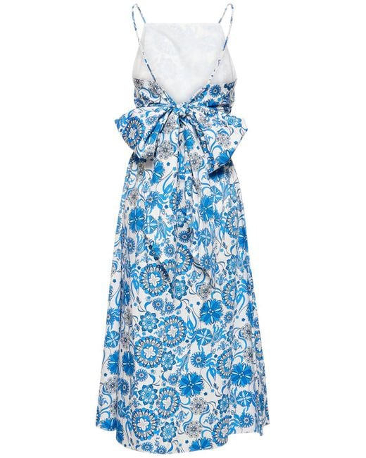 Borgo De Nor Blue Goretti Printed Cotton Midi Dress