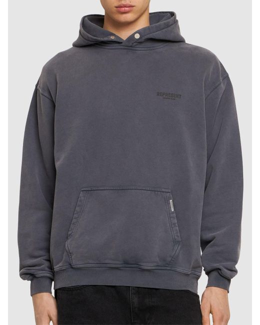 Represent Gray Owners Club Logo Cotton Hoodie for men