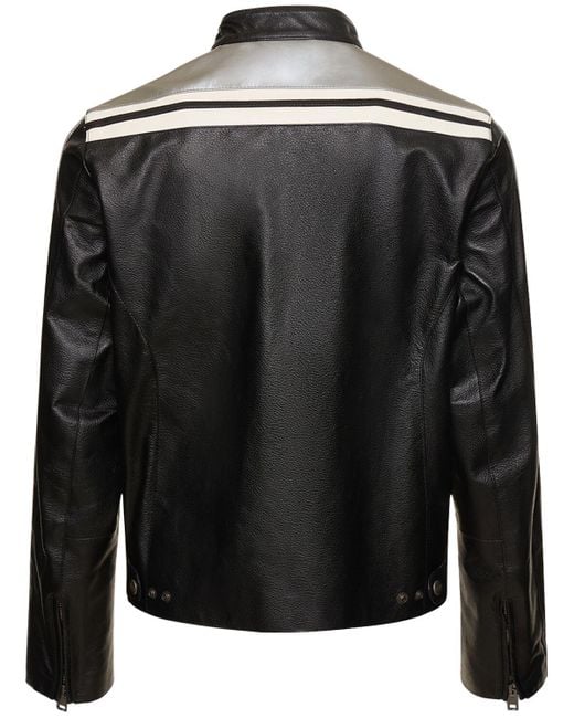 Veste de motard en cuir à logo Moschino pour homme en coloris Black