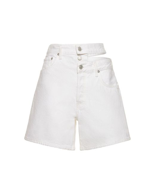 Agolde White Hoch Geschnittene Shorts Mit Gebrochenem Bund
