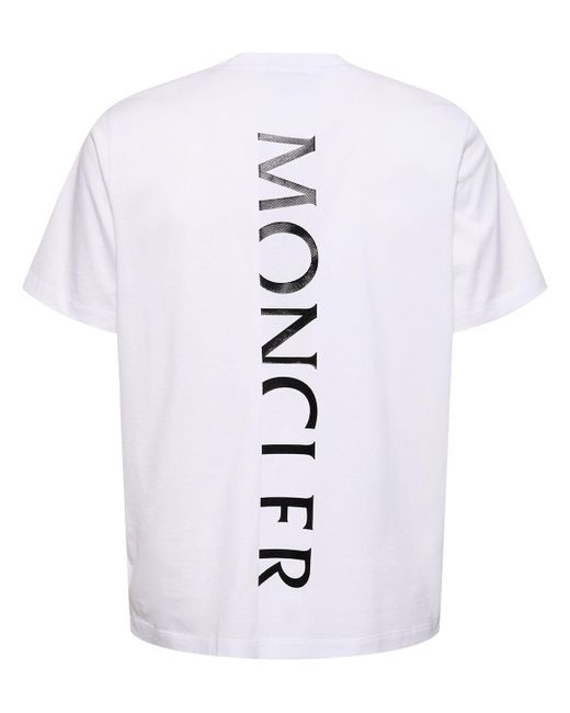Camiseta de algodón con logo Moncler de hombre de color White