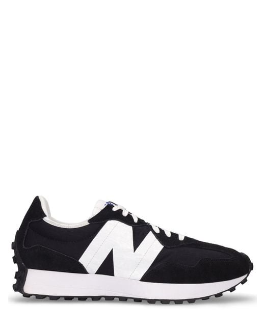New Balance Leather 327 Sneakers in Black for Men - Lyst