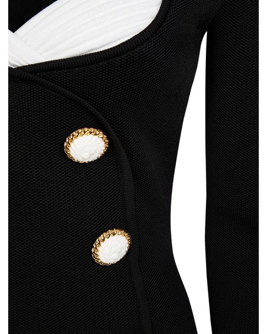 Balmain Black Crepe Mini -Kleid mit Juwelenknöpfen