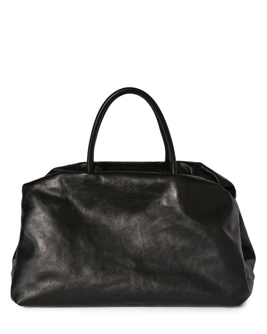 The Row Black Elio Leather Top Handle Bag