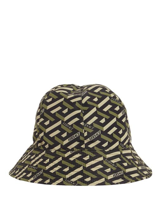 Versace Multicolor Monogram Print Nylon Bucket Hat for men