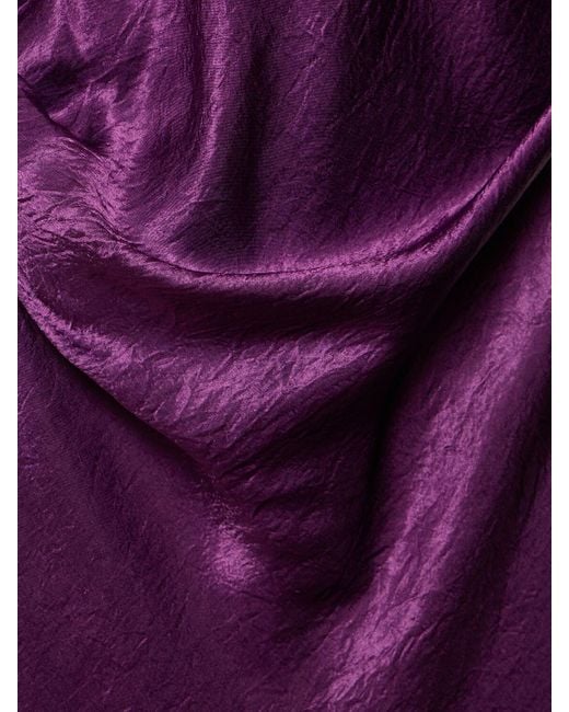 Acne Purple Kurzärmeliges Midi-wickelkleid Aus Satin