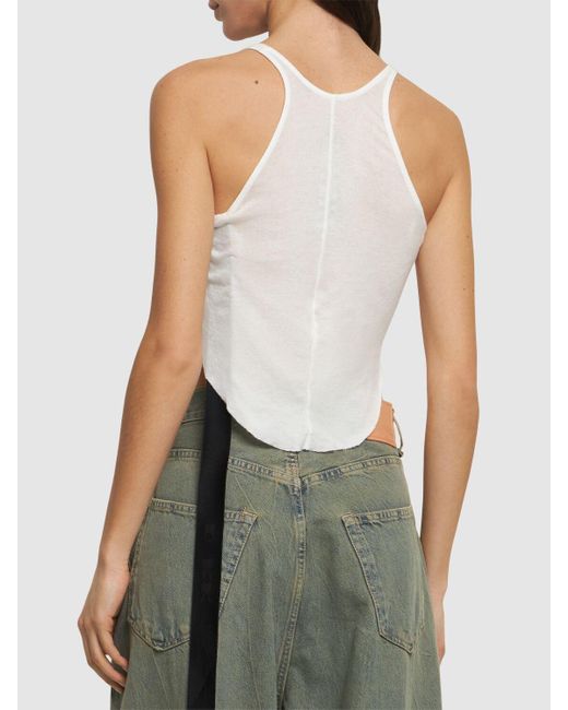 Rick Owens White Jersey Cropped Top