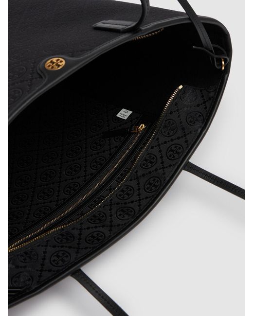Borsa shopping t monogram con zip di Tory Burch in Blue