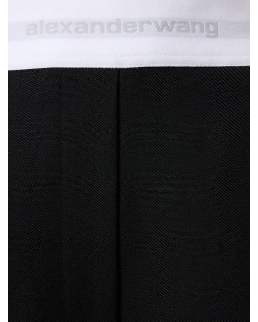 Pantalon en laine plissée taille haute Alexander Wang en coloris Black