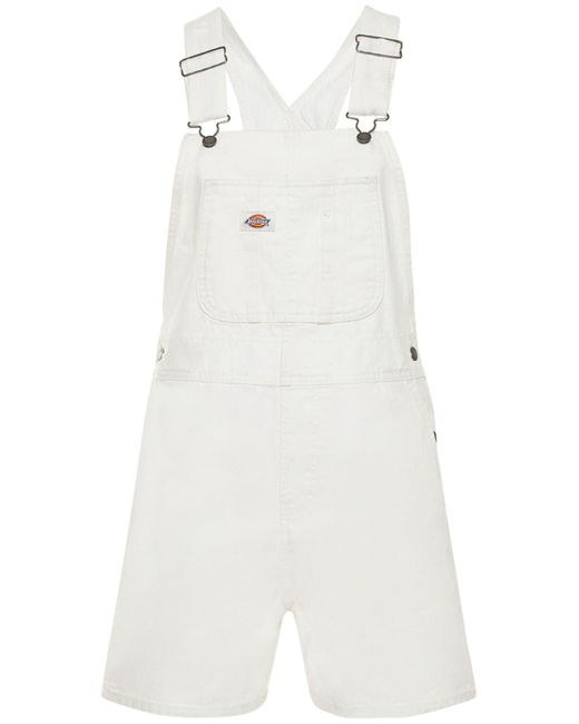 Dickies White Duck Classic Canvas Short Overalls