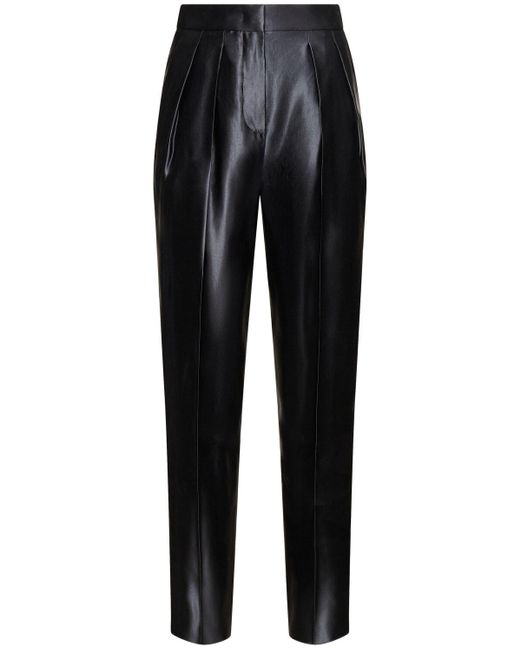 Pantaloni vita alta in lana e seta di Giorgio Armani in Black