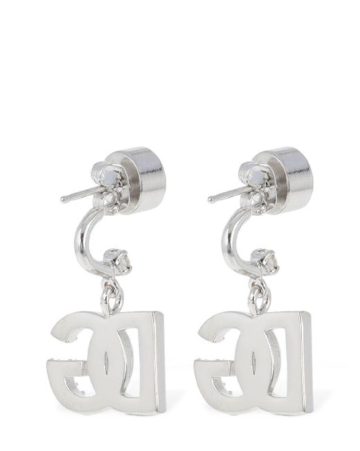 Dolce & Gabbana White Dg Diva Crystal Earrings