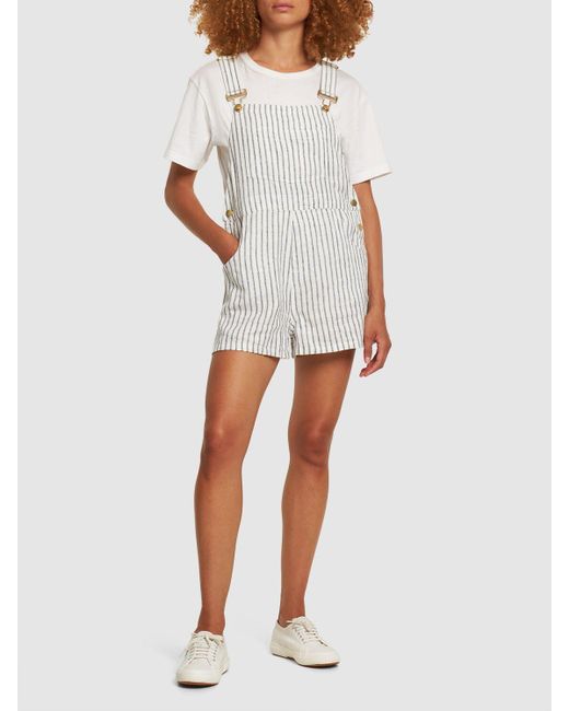 WeWoreWhat White Striped Linen Blend Playsuit