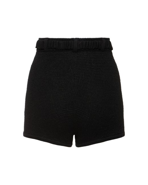 Alessandra Rich Black Sequined Cotton Blend Knitted Hot Pants
