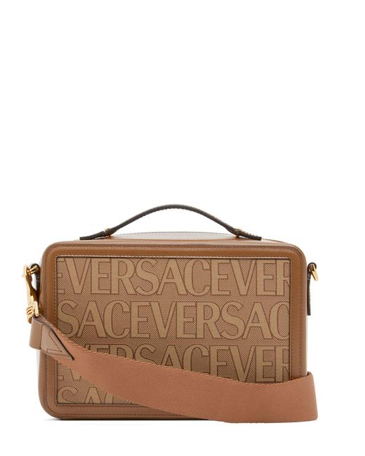Versace Brown Allover Messenger Bag for men