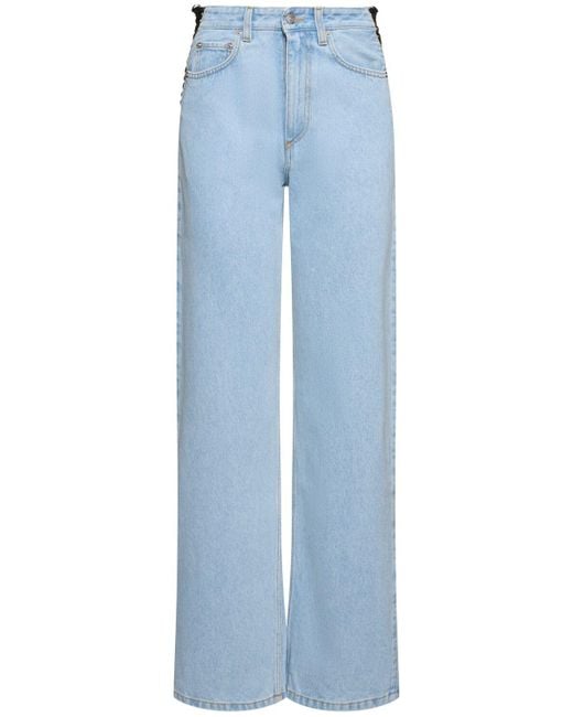 Mujer Jeans Rectos Con Cordones Mugler de color Blue