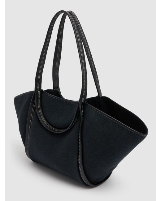 Hereu Black Cuber Cotton & Leather Tote Bag