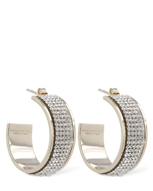 Rosantica Metallic Astoria Crystal Hoop Earrings
