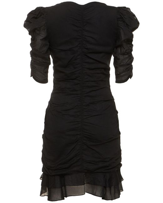 Isabel Marant Black Sireny Gathered Cotton Mini Dress