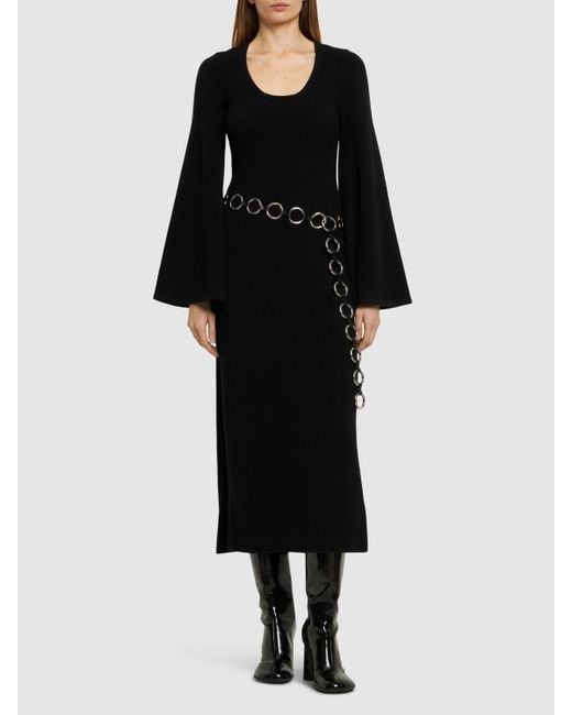 Michael Kors Black Cashmere Blend Midi Dress