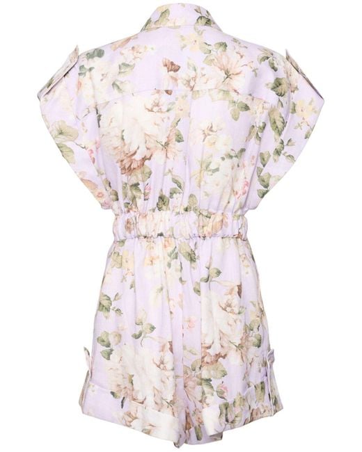 Zimmermann White Acacia Linen Playsuit