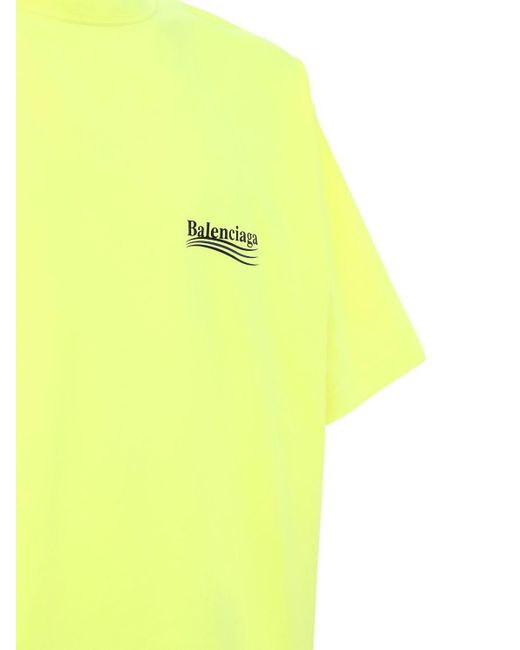 Balenciaga Political Logo Cotton Jersey T-shirt in Yellow for Men | Lyst