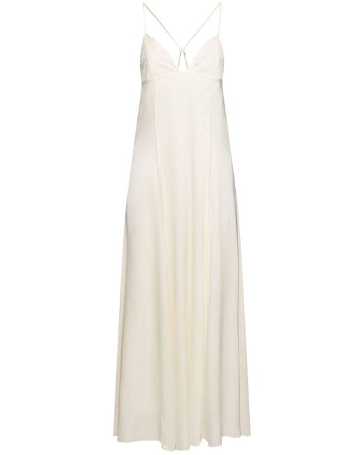 Stretch silk & lace long dress di Forte Forte in White