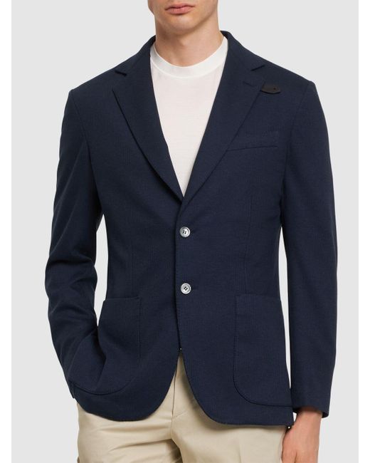 Blazer de algodón jersey y seda Brioni de hombre de color Blue