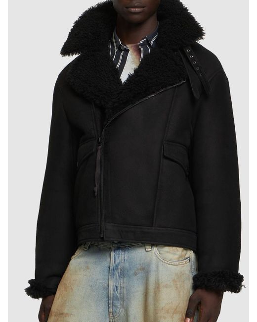 Acne Black Liana Distressed Shearling Jacket for men