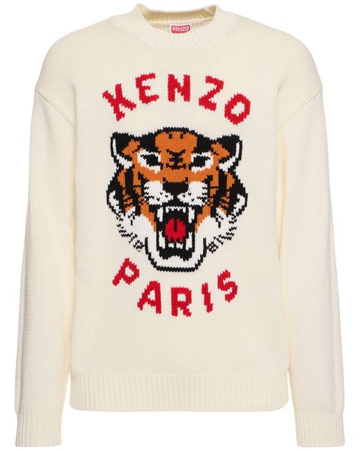 KENZO Pink Tiger Cotton Blend Knit Sweater for men