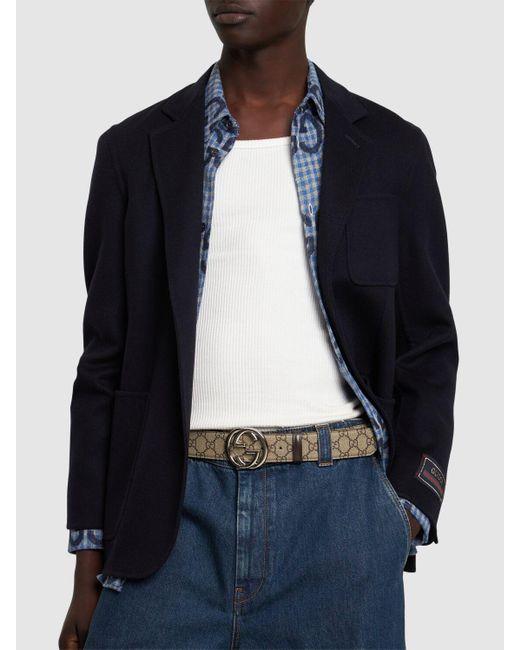 Gucci Metallic 4cm gg Interlocking Leather Belt for men