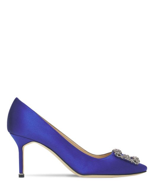 Manolo Blahnik Purple 70mm Hohe Pumps Aus Spitze Und Satin "hangisi"