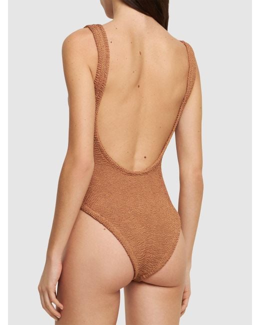 Hunza G Brown Square Neck One Piece Swimsuit