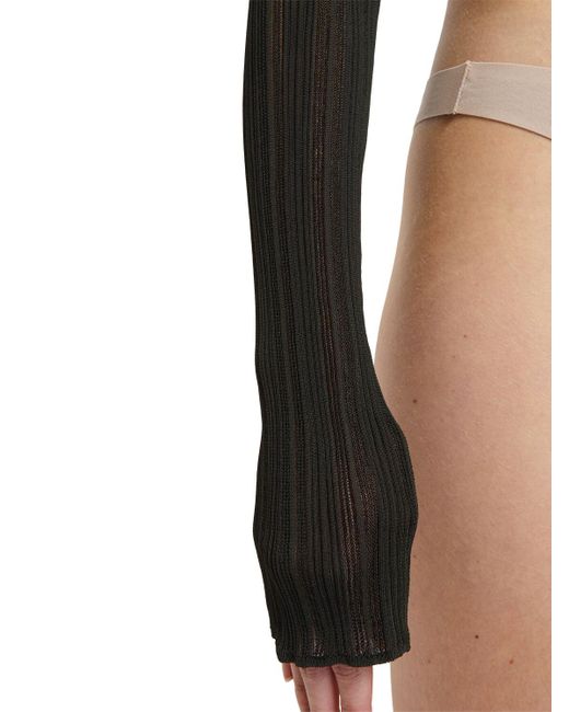Haut manches longues en viscose ultra-fine Saint Laurent en coloris Black