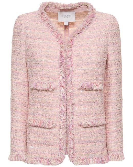 Giambattista Valli Pink Lurex Bouclé Single Breasted Jacket