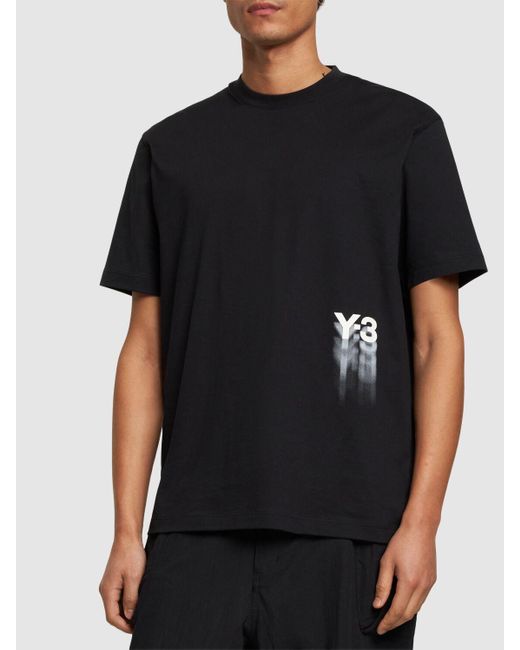 Y-3 Black Gfx Long Short Sleeve T-Shirt for men