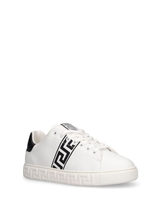 Sneakers in similpelle con logo di Versace in White da Uomo
