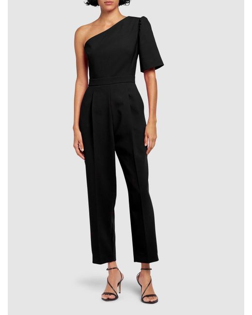 Max Mara One-Shoulder Smalto Jumpsuit in Black | Lyst UK